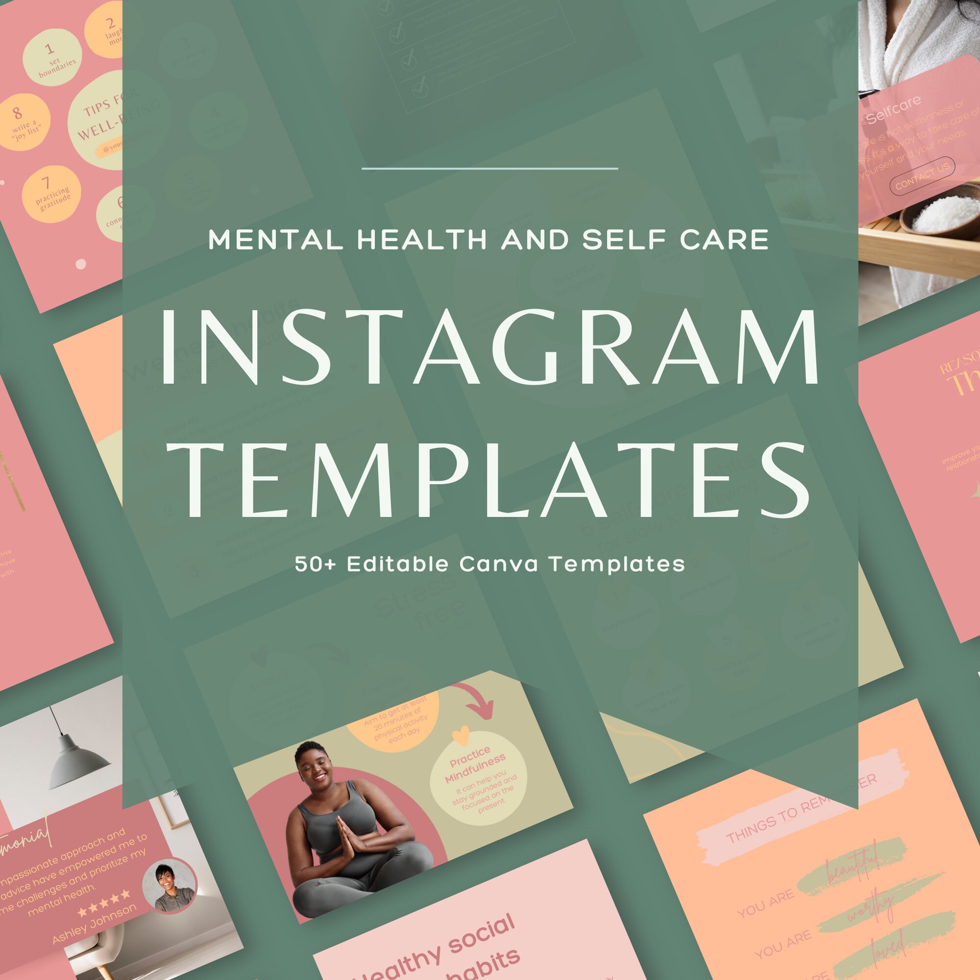 Mental Health Instagram Templates, Editable Therapy Social Media Kit ...