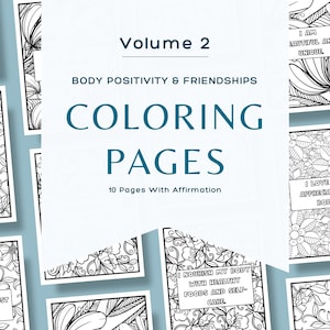 Páginas para colorir sobre saúde mental para positividade corporal, alívio do estresse, livro de colorir sobre autocuidado, palavras de afirmação, afirmações "Eu Sou" para imprimir