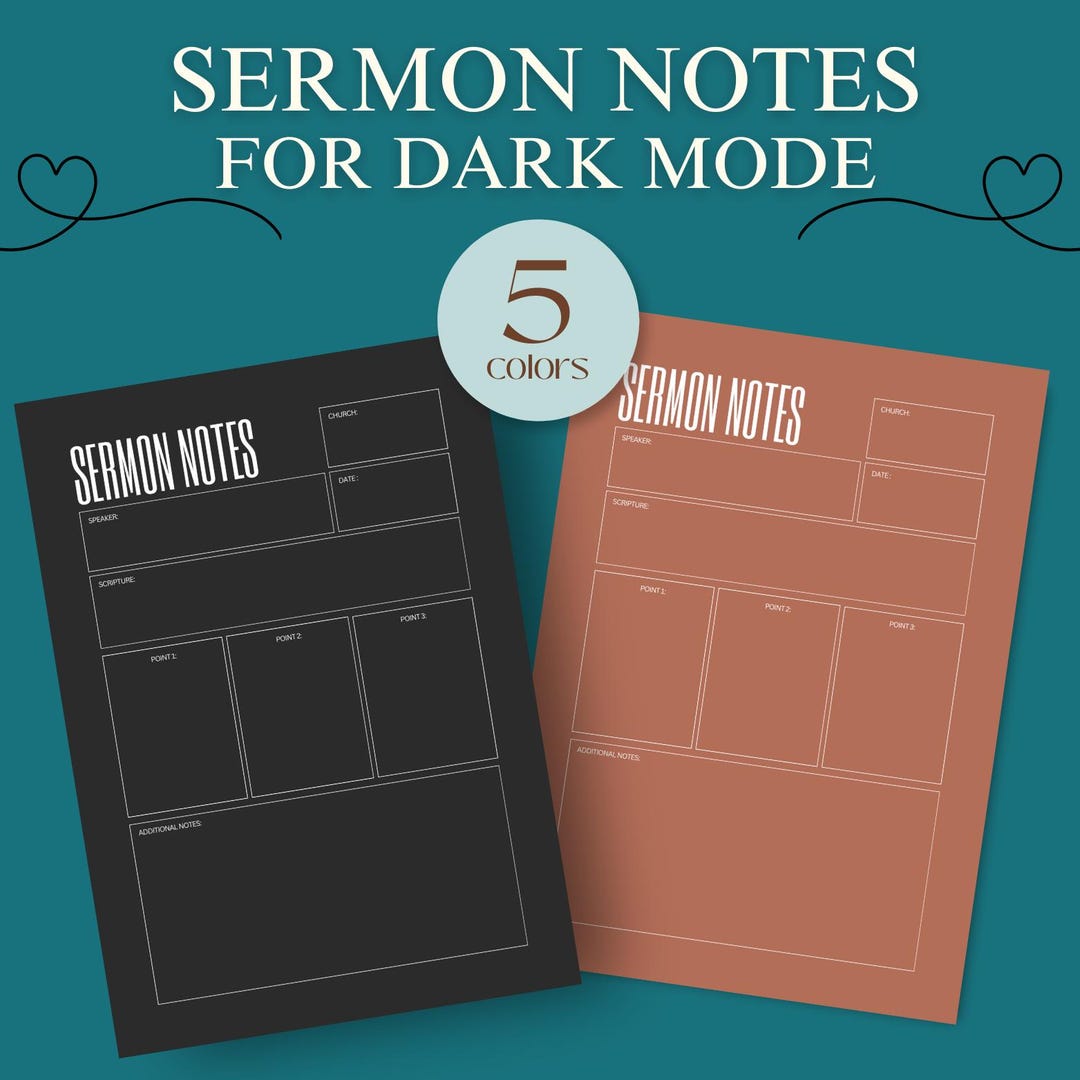 Sermon Notes Template, Minimalist Church Notes, Bible Study (PDF) Etsy