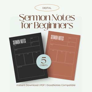 Sermon Notes For Beginners, Dark Mode Template, Minimalist Church Notes, Bible Study Notes, Digital Bible Study, Holy Girl Summer PDF Print