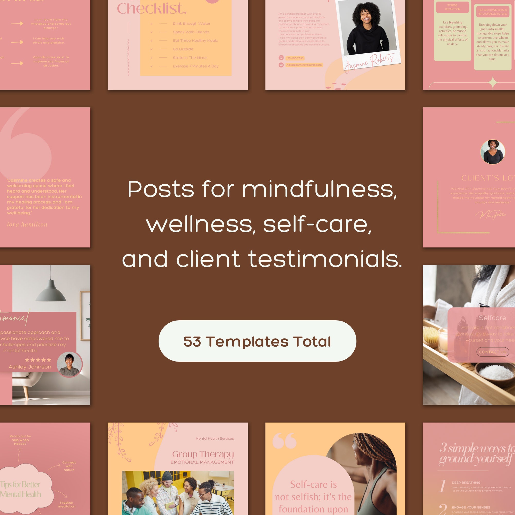 Mental Health Instagram Templates, Editable Therapy Social Media Kit ...