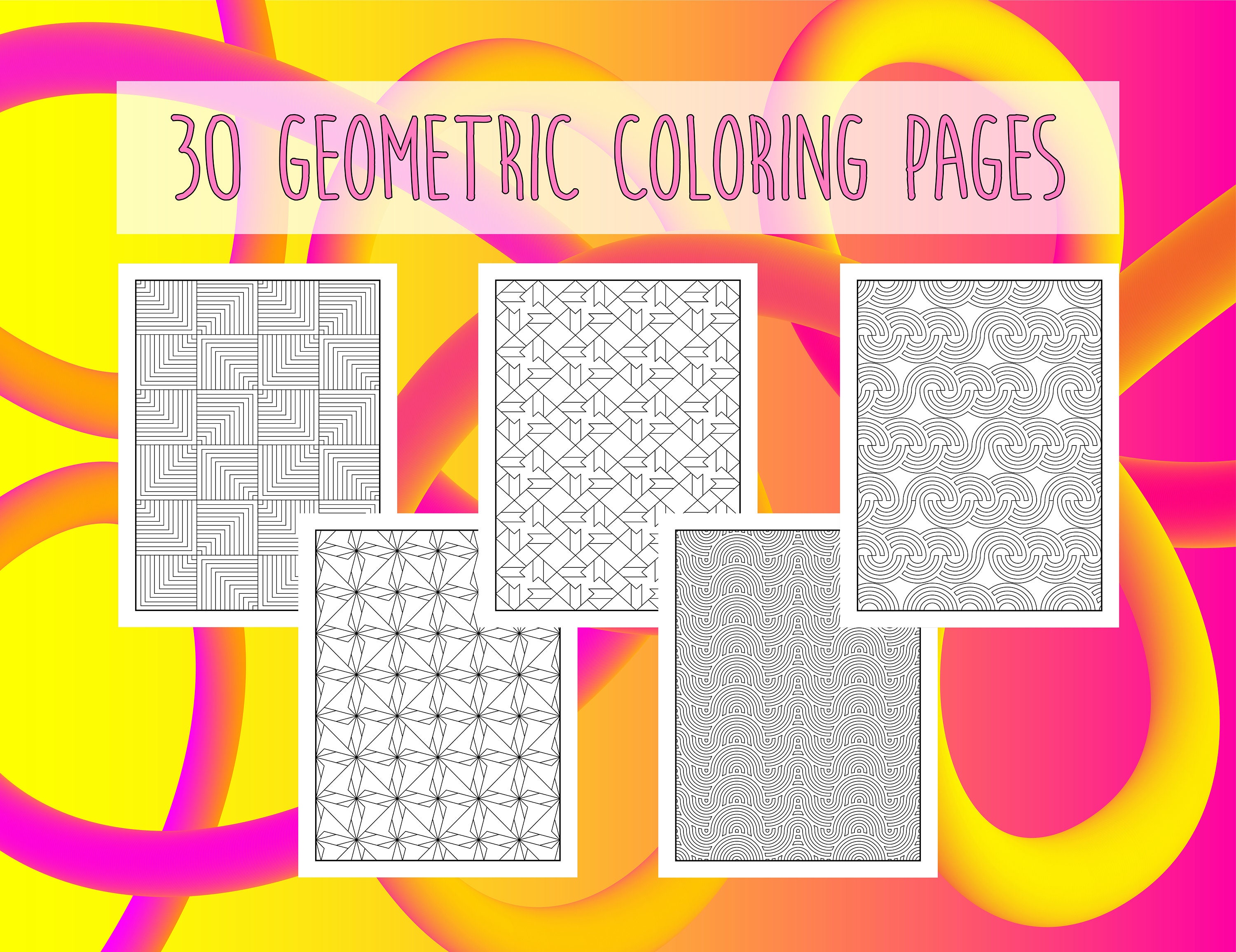 30 Geometric Coloring Pages, Geometric Shapes and Patterns Coloring ...