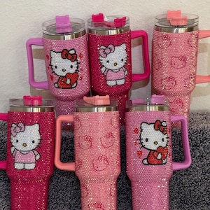 40oz KITTY stainless steel thermal, HK rhinestone tumbler, Christmas gift for her, gifts for sister