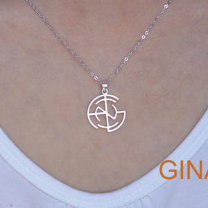 Circle Name Logo Necklace,Custom Name Logo Necklace,Personalized Gifts For Her,Mother&#39;s Day Gift,Women Jewelry