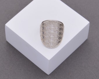 925 Sterling Silver Flower of Life Ring: Dainty Mandala Jewelry