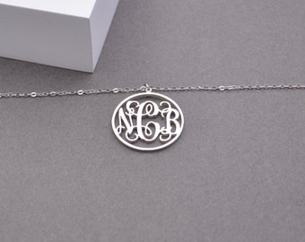 Monogram Initials Necklace,Monogrammed Gifts,Personalized Valentine's Day Gifts For Women