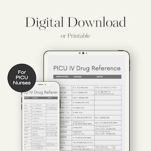 PICU Nurse IV Medication Resource. Great for PICU, Pediatrics, and Pediatric Emergency Nurses!