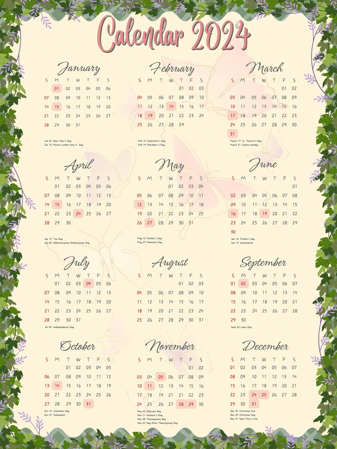 Beauty Calendar 2024 Etsy