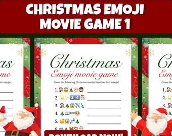 Jul-emoji-filmspel | Jul-emoji-piktionary | Utskrivbart julspel | Julfamiljeaktivitet | Höger vänster jul