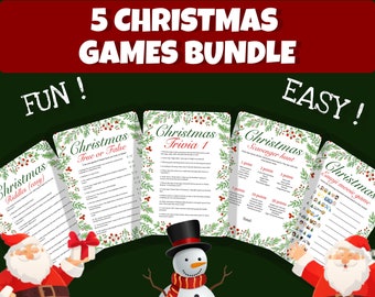 5 Printable Christmas Game Bundle, Christmas Party Games, Christmas Riddles, Christmas Family Games, Christmas Trivia, Left Right Christmas