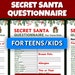 Secret Santa Questionnaire for Adults Printable Secret Santa - Etsy