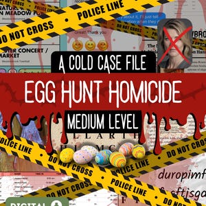 Archivo imprimible de misterio de asesinato con temática de Pascua / Misterio de asesinato real descarga digital / Noche de juegos de detectives / Caso sin resolver