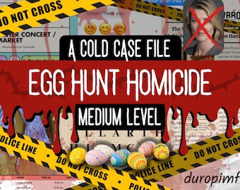 Utskrivbar mordmysterium-fil med påsktema | Digital nedladdning av ett sant mordmysterium | Detektivspelkväll | Olöst fall