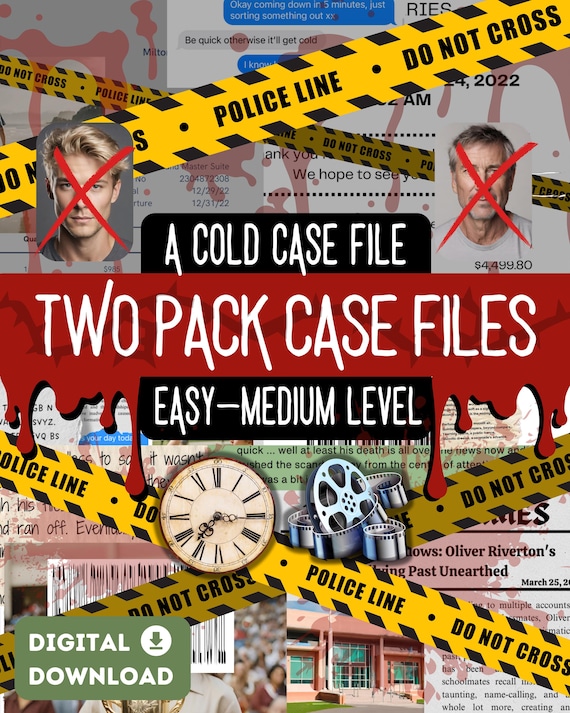 Printable Murder Mystery Game | Cold Case Files - Two Pack - Easy/Medium Level (Digital Download)