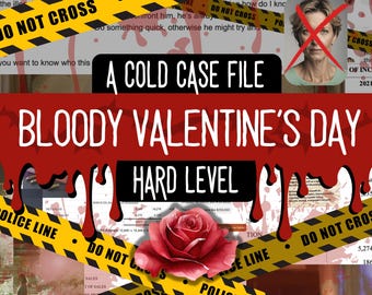 Druckbare Valentinstag Themed Murder Mystery Cold Case File | Murder Mystery Game Digitaler Download | Detektiv True Krimi Spiel