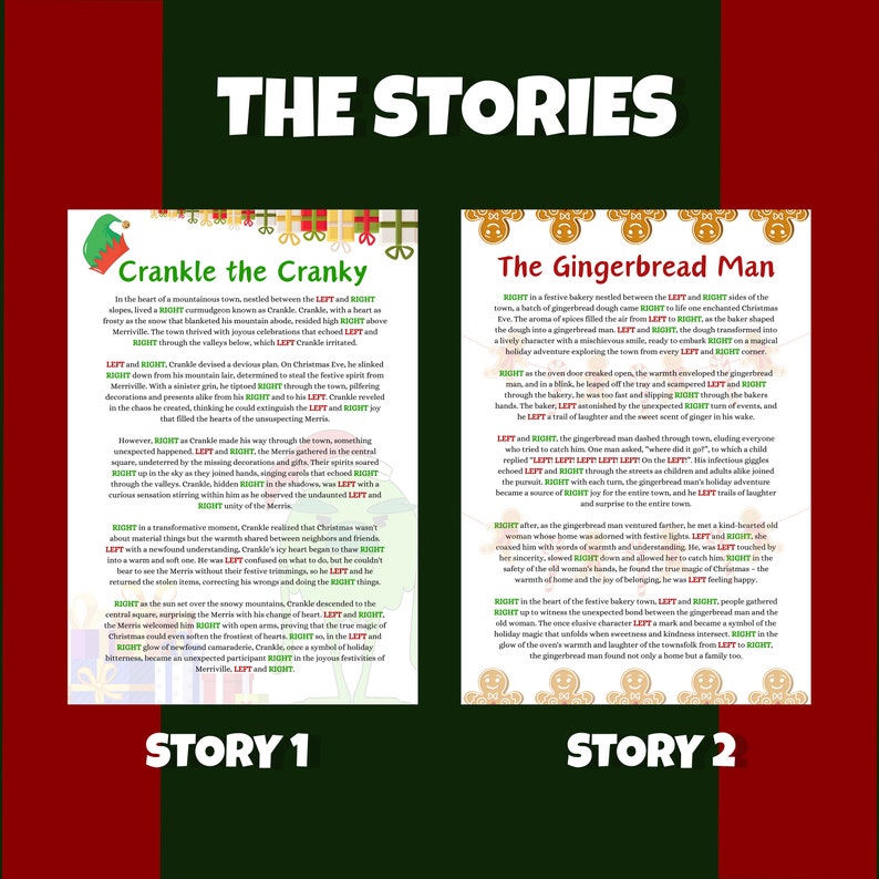 Christmas left right game left right christmas game story right