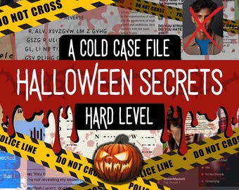 Utskrivbar Halloween-fil med mordmysterium och kalla fall | Digital nedladdning av mordmysteriumspel | Detektiv, sant brott | Olöst kalla fall