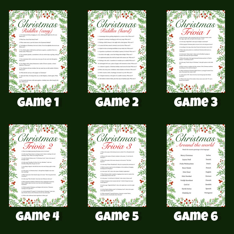 Printable Christmas Game Bundle, Christmas Emoji Game, Christmas ...