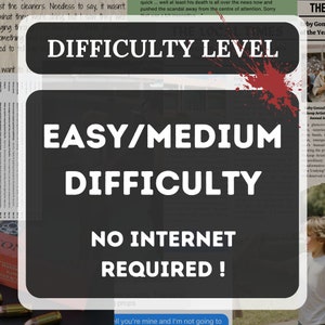 The image shows that it is a easy or medium difficulty, the game, and that internet is not required to play this game and all can be done with all the files included