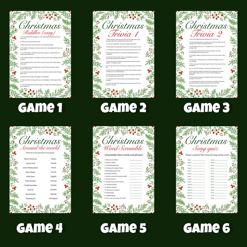 Printable Christmas Game Bundle, Christmas Party Games, Christmas ...