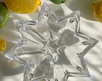 Star Shaped Crystal Glass Shallow Bowl