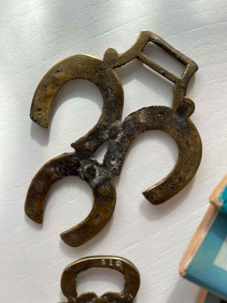 3 Vintage Brass Horse Saddle Harness Decor England Etsy