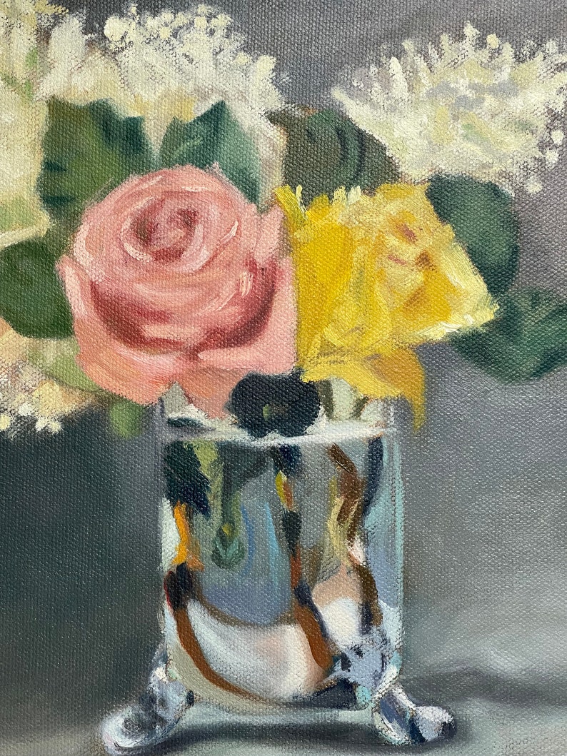 Vintage Shabby Chic Oil Painting Etsy