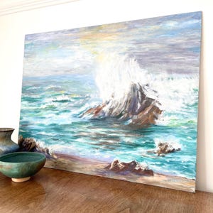 Vintage Morro Bay Oil Painting: California Seascape Art