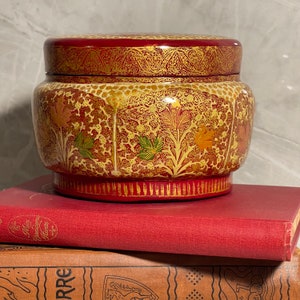 Kashmir Paper Mache Lidded Brass Trinket Box Bild 7