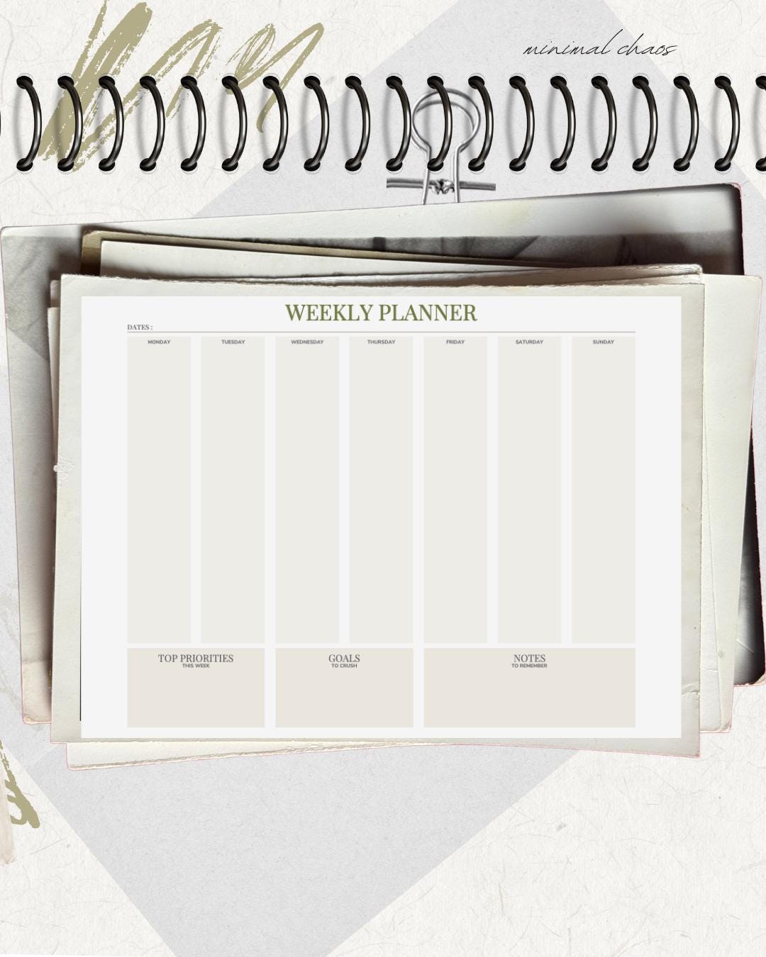 Weekly Planner Printable Landscape | Horizontal Undated Planner | Canva ...