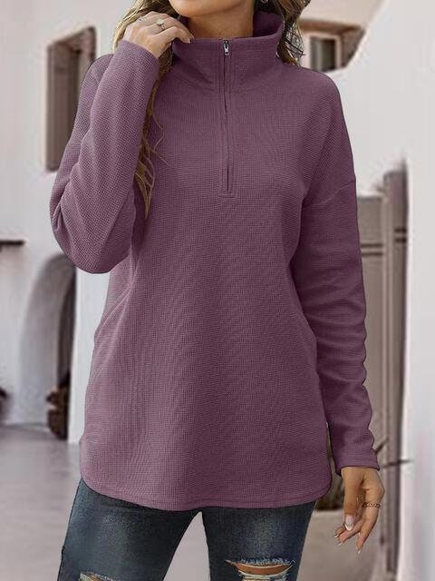 Half Zip Dropped Shoulder Sweatshirt