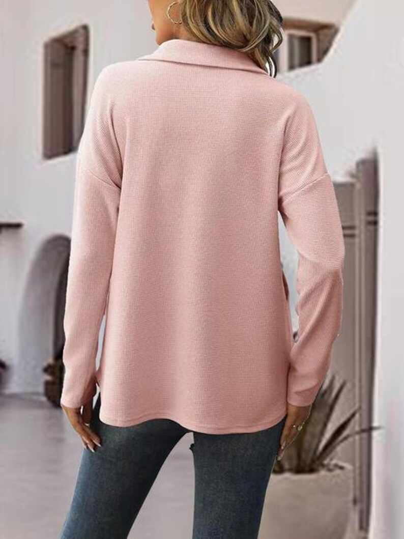 Half Zip Pocketed Dropped Shoulder Sweatshirt