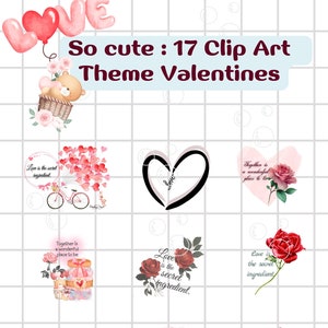 Mignon 17 Digital Clip Art - Thème Saint-Valentin.