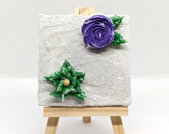 Purple Rose Mini Canvas | 3D Floral Sculpture Painting