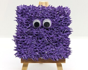 Purple Monster Mini Canvas | 3D Textured Sculpture Painting