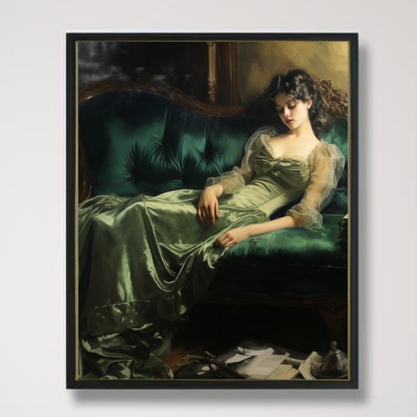 Decadent Young Woman , Woman Portrait, Living Room art wall , instant download Digital, PrintVintage Wall Art,Antique Wall Decor