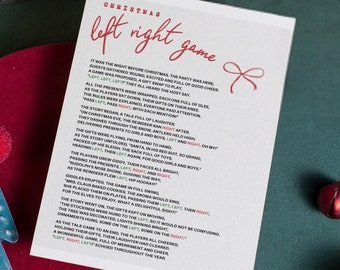 Pass the Gift Poem Christmas Left Right Game for Adults Kids Xmas Gift Exchange Yankee Swap Game Printable Holiday Party Game White Elephant
