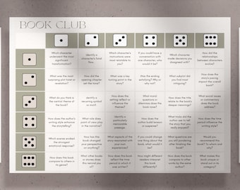Book Club Discussion Guide Book Review Dice Icebreaker Game Discussion Question Book Club Editable Printable Book Club Cards Get To Know You