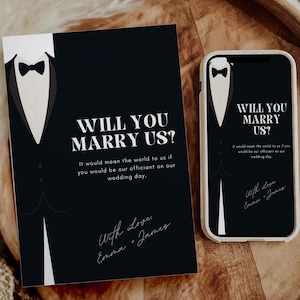 Carte de proposition pour célébrant, allez-vous nous marier Carte de proposition imprimable, costume pour célébrant, costume, carte de voeux pour célébrant de mariage