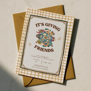 Whimsical Friendsgiving Invitation Template, Hand Drawn Thanksgiving Dinner Invite, Whimsy Fall Potluck, Editable Canva Template