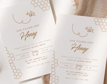 Bride to Bee Bridal Shower Invite She Found Her Honey Bridal Shower Invitation Editable Bee-Themed Template Honeycomb Digital Download
