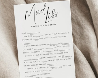 Despedida de soltera con Mad Libs Consejos para bodas con Mad Libs Plantilla de Mad Libs Despedida de soltera con Mad Libs Imprimible con Mad Libs Juego de Mad Libs Fiesta de compromiso con Mad Libs