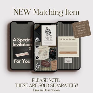 May include: Three smartphones displaying digital invitation designs with football themes. The screens show text including A Special Invitation For You, Draft Pick, and Will You Join the Team, alongside graphics of football players, helmets, and tags.