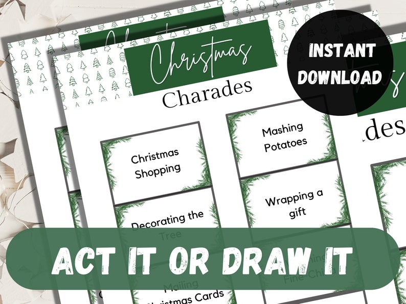 Christmas Charades, Christmas Family Game, Christmas Pictionary
