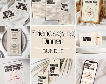 Friendsgiving Potluck Bundle Favor Tags Invitations for Dinner Party Friendsgiving Theme Friendsgiving Invitation Last Minute Friendsgiving