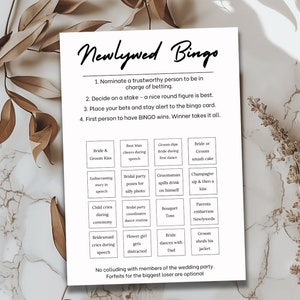 Bingo pour jeunes mariés, carte de pari de mariage, jeu de réception de mariage, jeu à imprimer, jeu Apprenez à vous connaître, jeu unique et moderne Pari du jour du mariage
