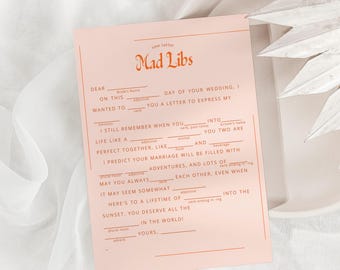 Wedding Mad Libs For Guests Bridal Shower Game Pink Wedding Reception Game Mad Libs Wedding Advice Love Letter Mad Libs Template Editable