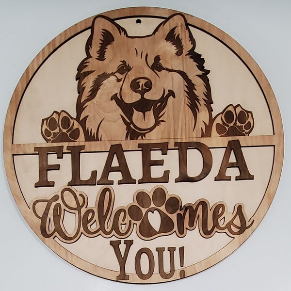 Dog Welcome Sign, Maple Wood Sign, Front Door Sign, Round Welcome Sign, Front Door Welcome Sign, Welcome Door Hanger, Round Wooden Sign