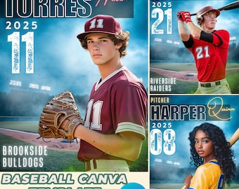 Plantilla de póster dinámico de béisbol en Canva: Banner deportivo para personas mayores