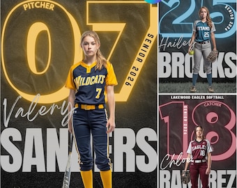 Softball Senior Night Poster: Editable Canva Template (Digital Download)